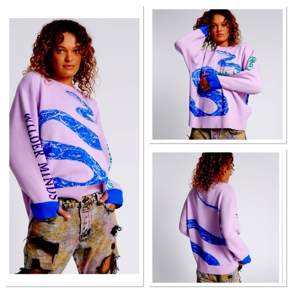 One Teaspoon Lavender Sweater with Blue Accents - Picture 1 of 10